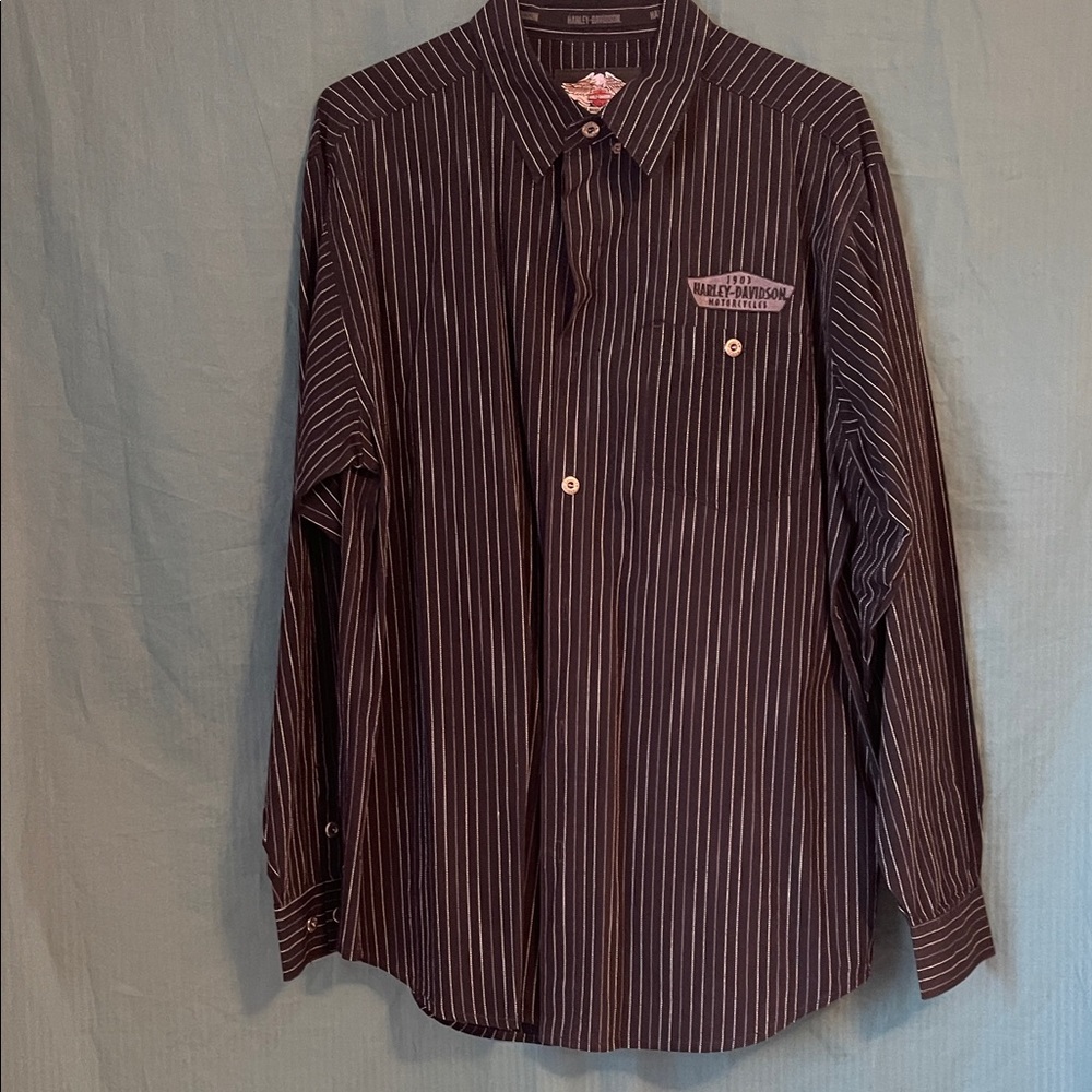 Harley-Davidson Men's Dark Striped Button Down Shirt